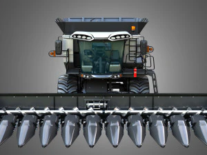 S96 Combine with Corn Harvester Head 3D Model