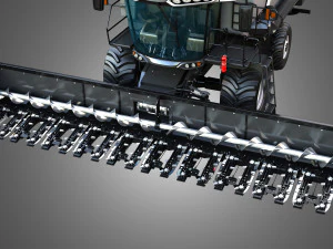 S96 Combine with Corn Harvester Head 3D Model