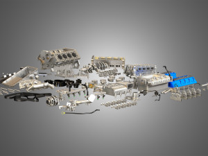 GT500 Engine - Disassembled Engine 3D Model