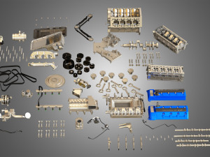 GT500 Engine - Disassembled Engine 3D Модель