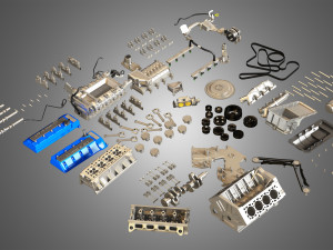 GT500 Engine - Disassembled Engine 3D Модель
