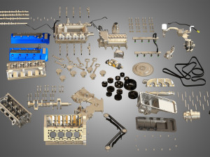 GT500 Engine - Disassembled Engine 3D Модель