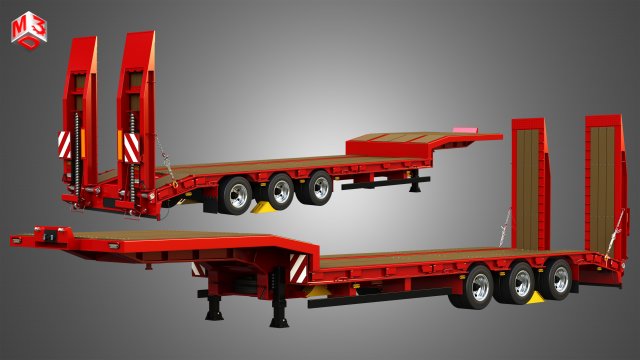 Schwarzmuller Trailer 3-Axle Low Loader Modelo 3D .c4d .max .obj .3ds .fbx .stl .blend 