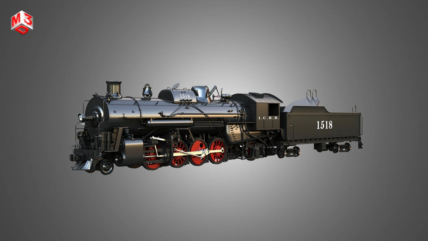 1815 Locomotive Steam Train 3D Model .c4d .max .obj .3ds .fbx .stl .blend 