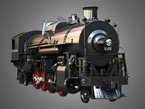 1815 Steam Locomotive Train 3D 모델