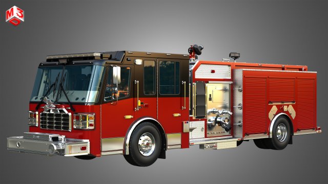 Ferrara - Fire Apparatus - Custom Pumper 3D Model .c4d .max .obj .3ds .fbx .stl .blend 