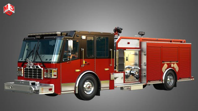 Ferrara - Brandapparaat - Aangepaste pompwagen 3D Model .c4d .max .obj .3ds .fbx .stl .blend