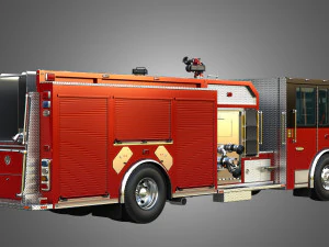 Ferrara - Brandapparaat - Aangepaste pompwagen 3D Model