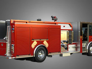 Ferrara - Brandapparaat - Aangepaste pompwagen 3D Model