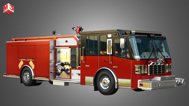 H-6533 - Fire Apparatus - Custom Pumper 3D Model in Truck 3DExport