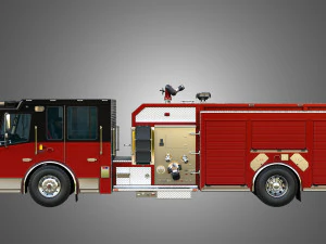 Ferrara - Brandapparaat - Aangepaste pompwagen 3D Model