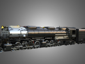 Big Boy 4014 - Steam Locomotive With Coal Wagon 3D Model