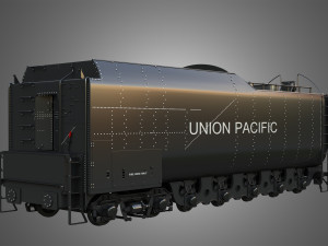 Big Boy 4014 - Steam Locomotive With Coal Wagon 3D Model