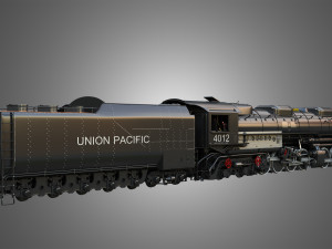 Big Boy 4014 - Steam Locomotive With Coal Wagon 3D Model