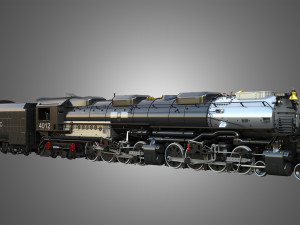 Big Boy 4014 - Steam Locomotive With Coal Wagon 3D Model