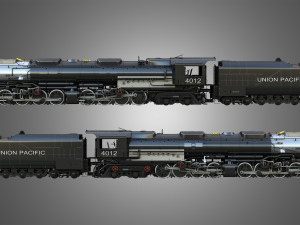 Big Boy 4014 - Steam Locomotive With Coal Wagon 3D Model