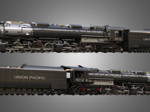 Big Boy 4014 - Steam Locomotive With Coal Wagon 3D Model