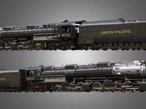 Big Boy 4014 - Steam Locomotive With Coal Wagon 3D Model