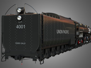 Big Boy 4014 - Steam Locomotive With Coal Wagon 3D Model