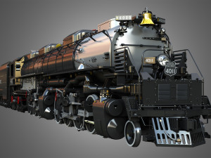 Big Boy 4014 - Steam Locomotive With Coal Wagon 3D Model