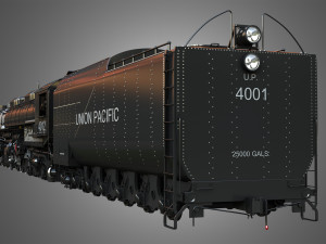Big Boy 4014 - Steam Locomotive With Coal Wagon 3D Model