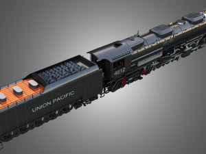 Big Boy 4014 - Steam Locomotive With Coal Wagon 3D Model