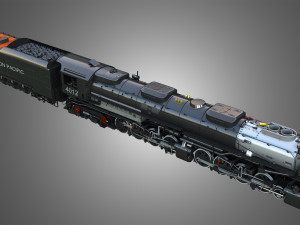 Big Boy 4014 - Steam Locomotive With Coal Wagon 3D Model