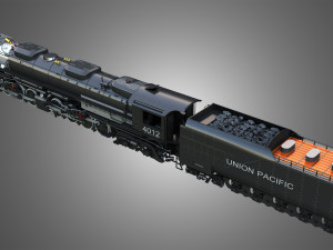 Big Boy 4014 - Steam Locomotive With Coal Wagon 3D Model