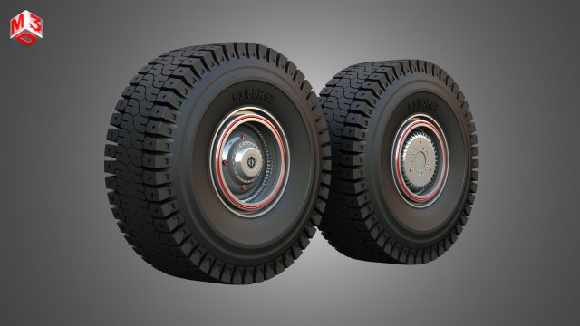 Mining Truck Wheels and Tires 3D Model .c4d .max .obj .3ds .fbx .lwo .lw .lws