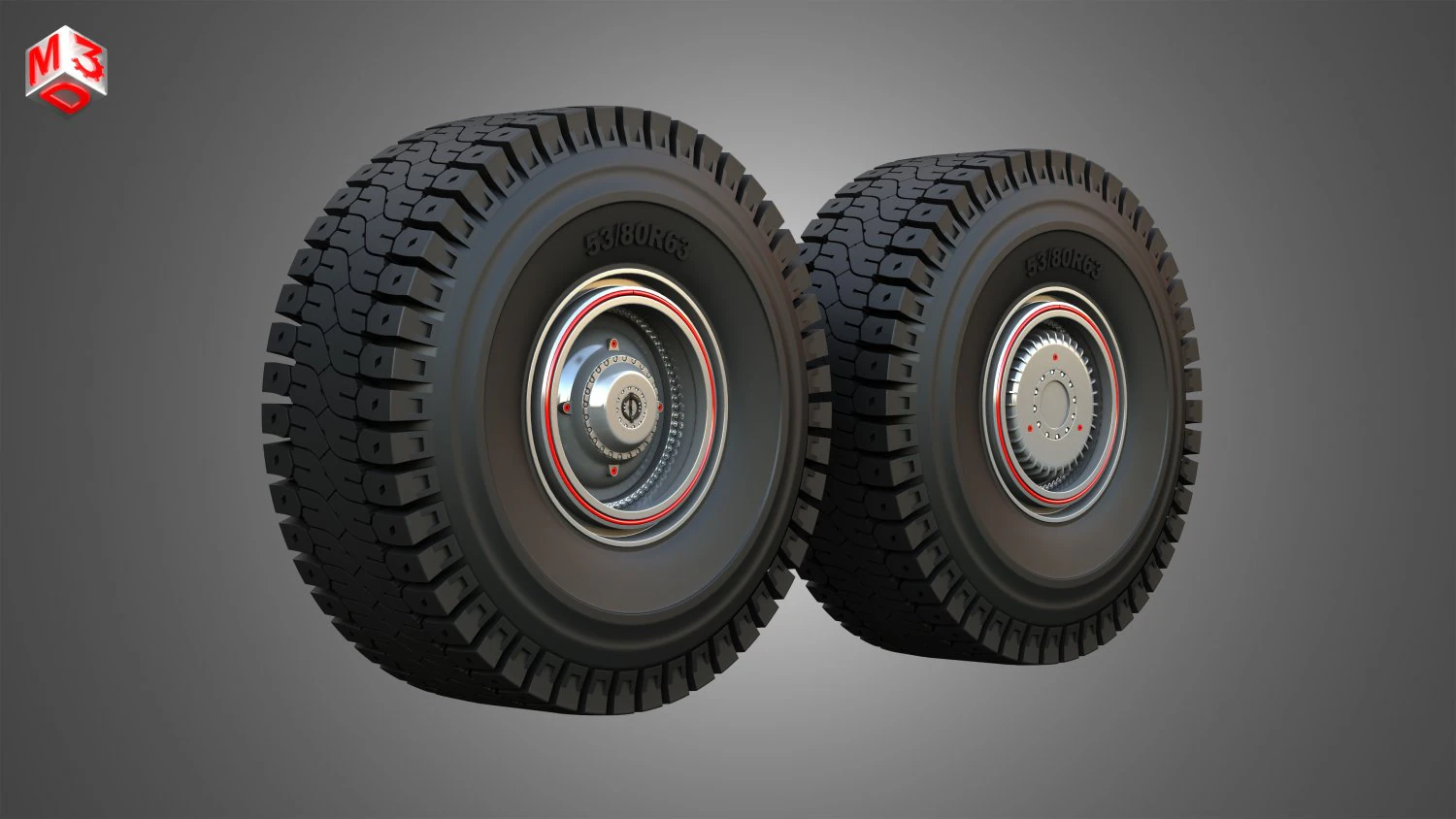 Mining Truck Wheels and Tires 3D Model .c4d .max .obj .3ds .fbx .stl .blend