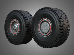 Mining Truck Wheels and Tires 3D Model