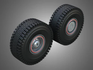 Mining Truck Wheels and Tires 3D Model