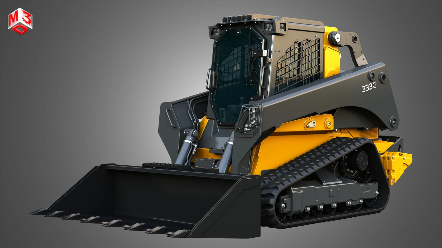 333G Compact Track Loader with Forestry Package - Bucket 3D Model .c4d .max .obj .3ds .fbx .stl .blend 