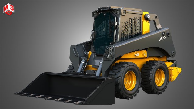 332G Skid Steer Loader with Forestry Package - Bucket 3D Model .c4d .max .obj .3ds .fbx .stl .blend 