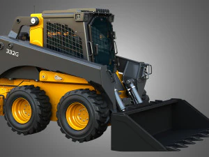 Міні-навантажувач 332G з лісовим пакетом - ковш 3D Модель