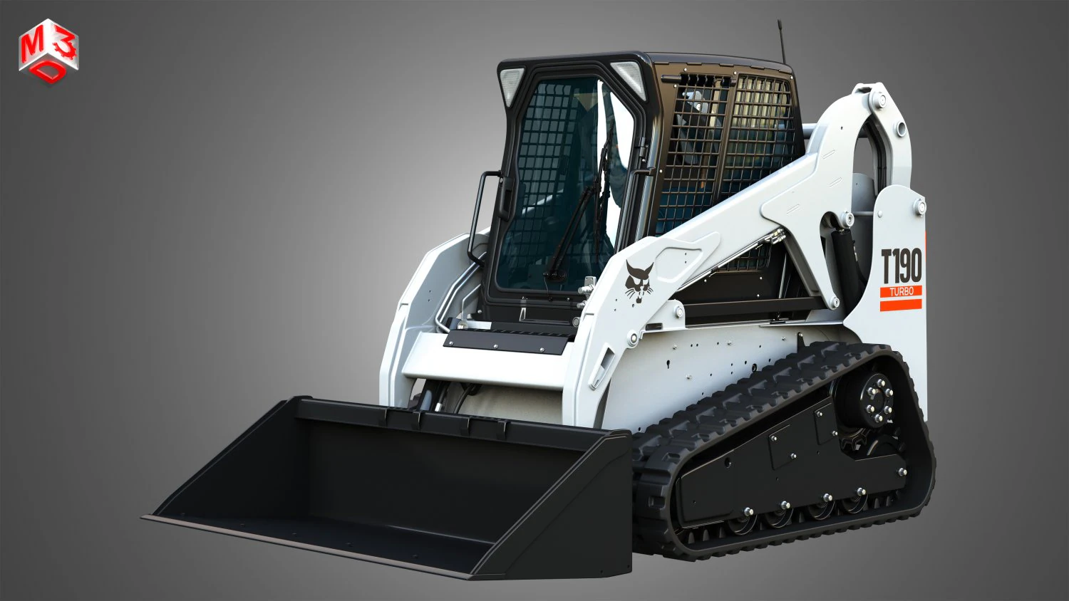 T190 Compact Track Loader - Bucket 3D Model .c4d .max .obj .3ds .fbx .stl .blend 