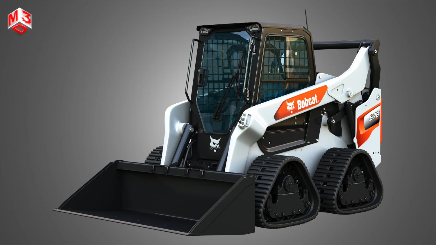 S76 Quad Tracks Loader - Bucket 3D Model .c4d .max .obj .3ds .fbx .stl .blend 