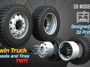 Twin Truck Wheels and Tires TWT1 3D Model
