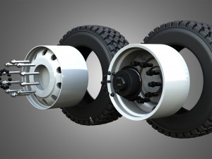 Twin Truck Wheels and Tires TWT1 3D Модель