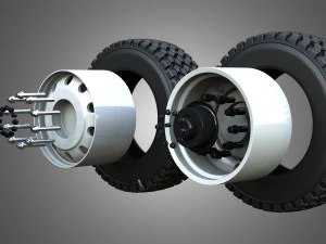 Twin Truck Wheels and Tires TWT1 3D Model