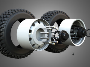 Twin Truck Wheels and Tires TWT1 3D Модель