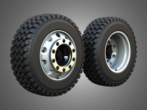 Twin Truck Wheels and Tires TWT2 3D Model