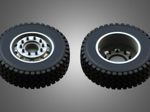 Twin Truck Wheels and Tires TWT2 3D 모델