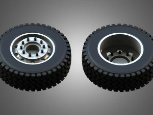 Twin Truck Wheels and Tires TWT2 3D Model