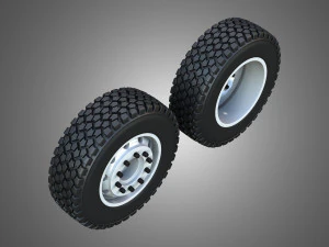 Twin Truck Wheels and Tires TWT2 3D Model