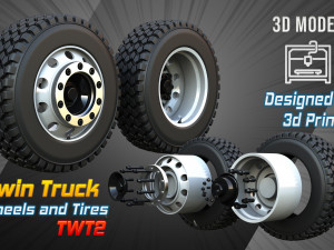 Twin Truck Wheels and Tires TWT2 3D Модель