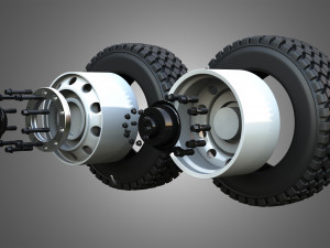 Twin Truck Wheels and Tires TWT2 3D 모델