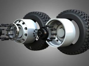 Twin Truck Wheels and Tires TWT2 3D Model
