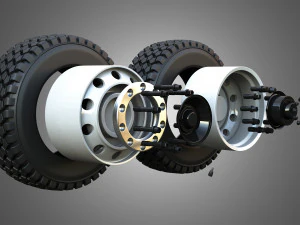 Twin Truck Wheels and Tires TWT2 3D Model