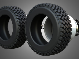 Twin Truck Wheels and Tires TWT2 3D 모델